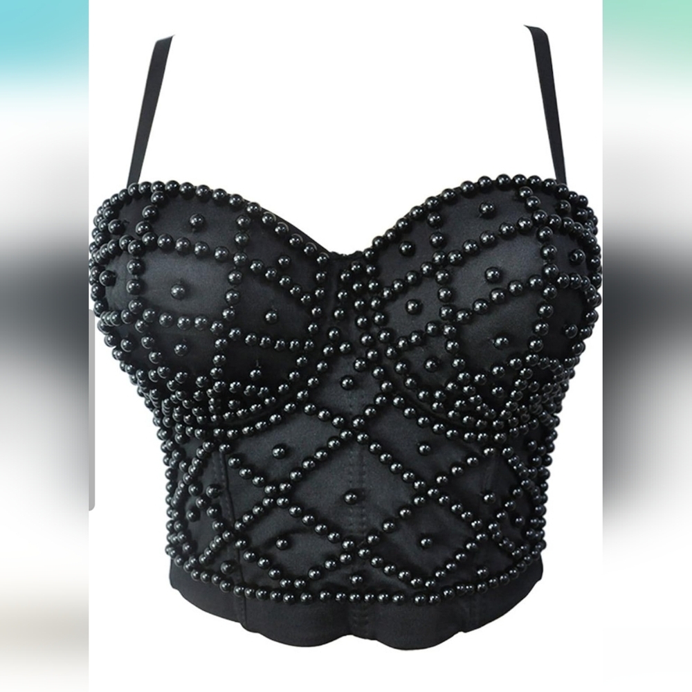 Metallic Studs Bustier Bra Corset Top